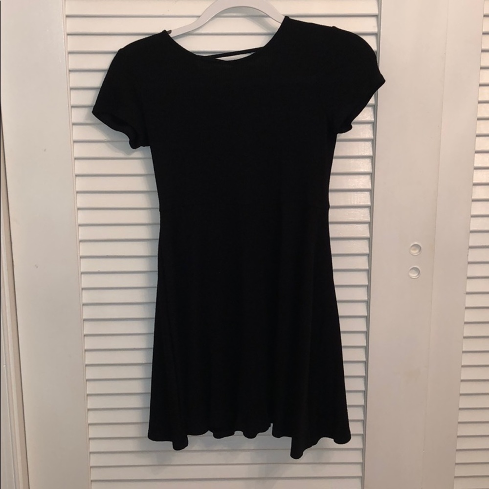 Aqua-black cross-back dress